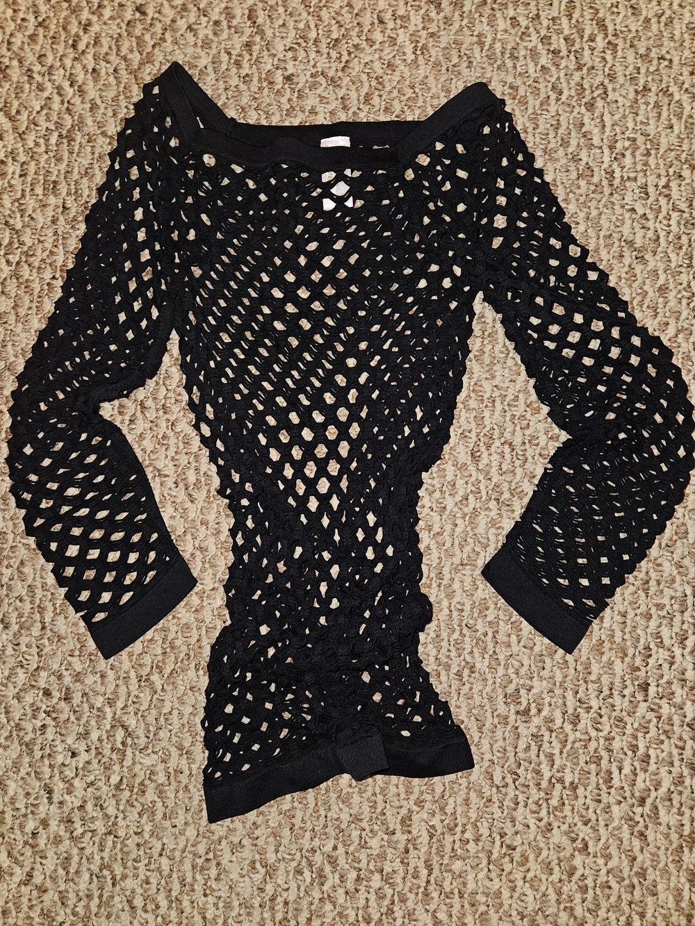 Black Open-Knit Women's Top